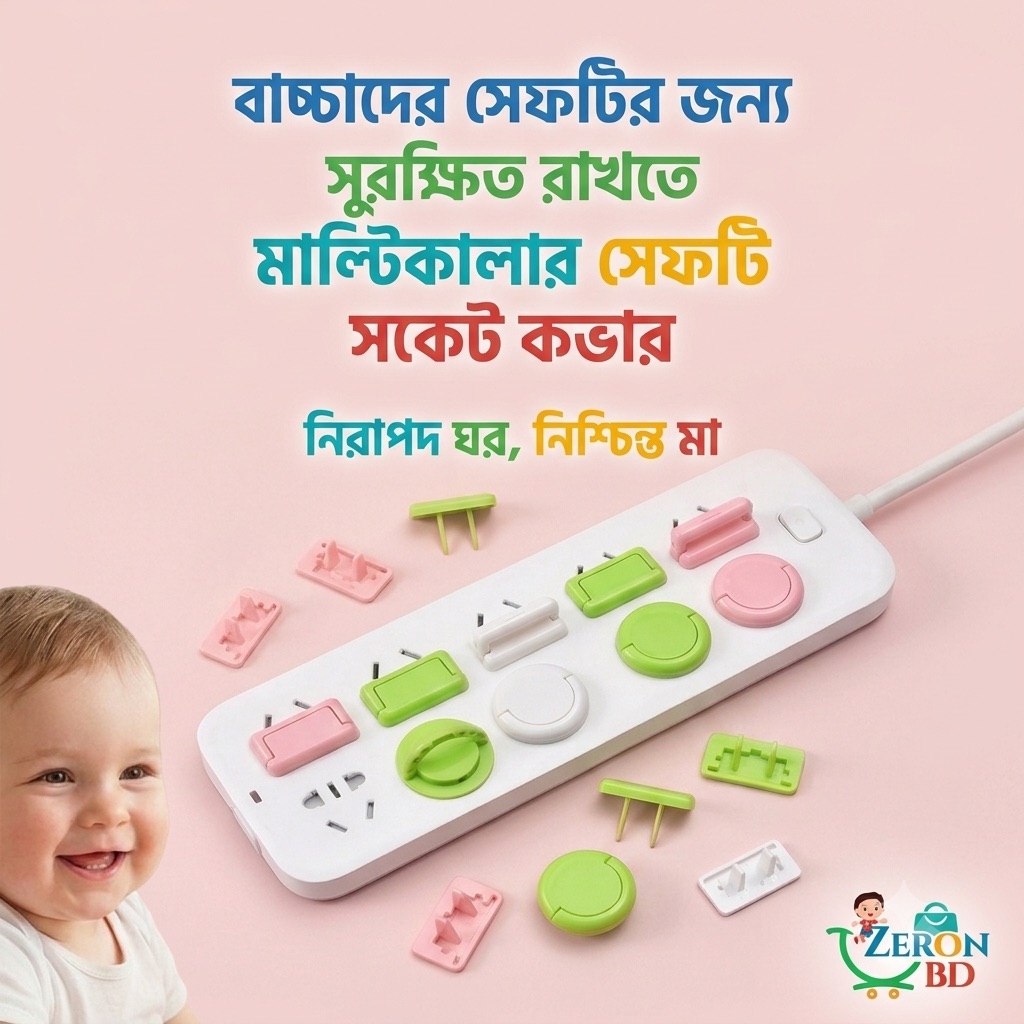 বাচ্চাদের সেফটির জন্য মাল্টিকালার সেফটি সকেট কভার